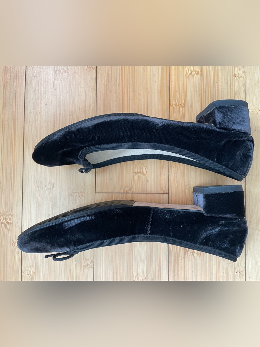 Repetto Black Velvet Ballet Flats with Bow - Picture 9 of 9